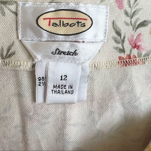 Talbots Floral Stretch A-line Cotton Skirt w/ Contrast Floral Vine Hem Band 12 - Picture 5 of 7